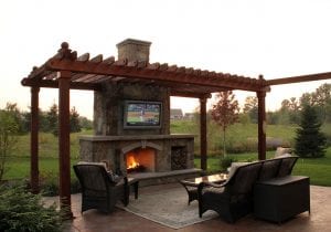 outdoor stone fireplace