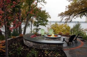 wood firepit stone